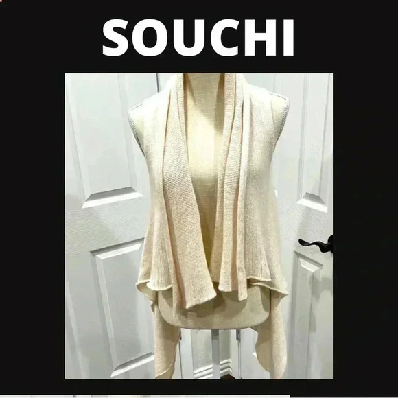 Souchi High Low Sleeveless Cashmere blend cardigan sweater🩷 - Picture 1 of 11
